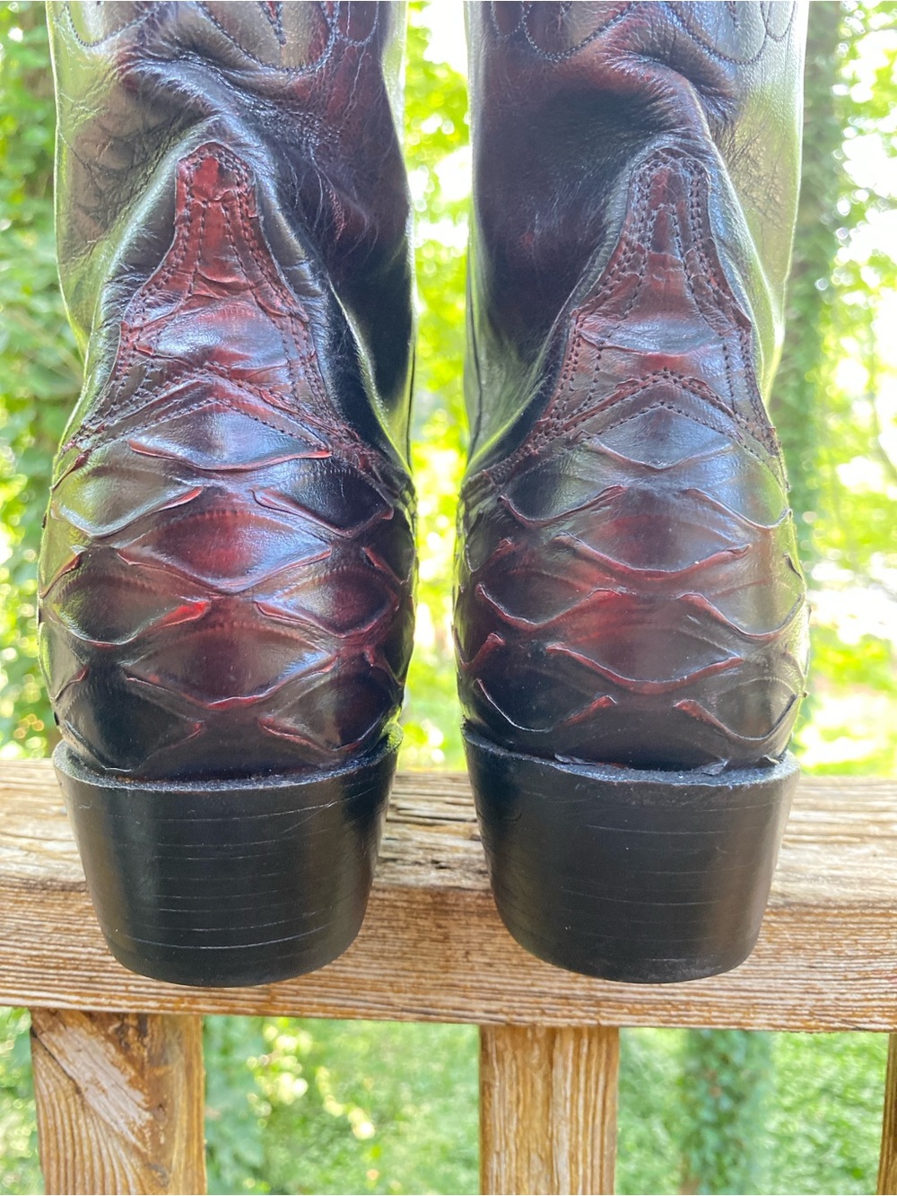 Lucchese Men's 9D Black Cherry Genuine Anteater 1994 Cowboy Western Boots Preban - Picture 5 of 12